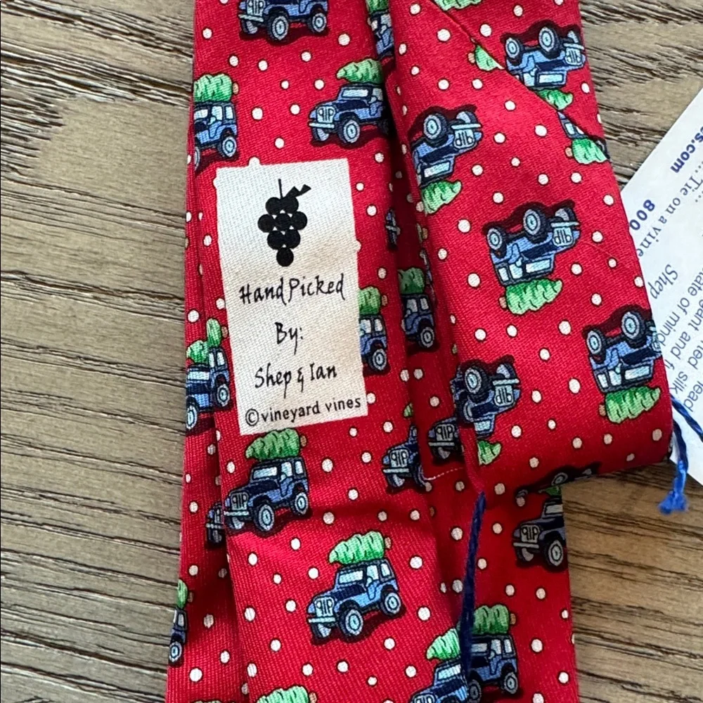 Vineyard Vines Red Jeep Woody Tree Pattern Tie